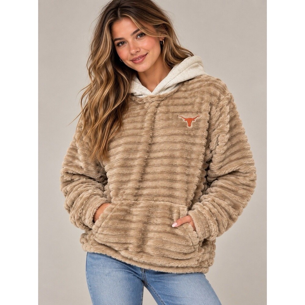 NCAA Texas Longhorns Women's Fashion Hooded Sweatshirt,  S - Oatmeal